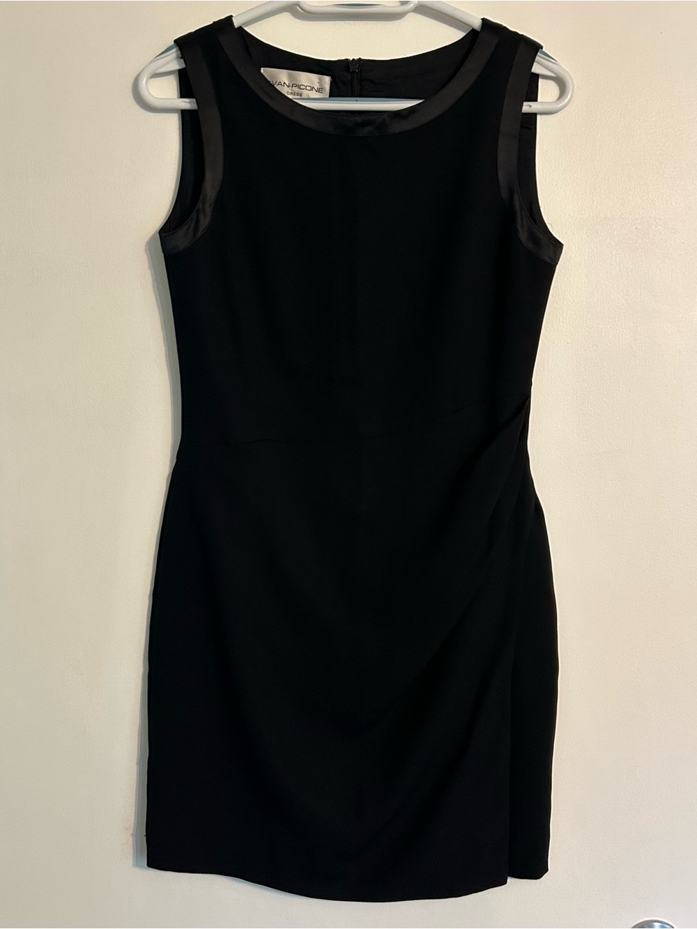 Evan Picone Classic Little Black Sheath Dress with Satin Trim Size 4 Cocktail